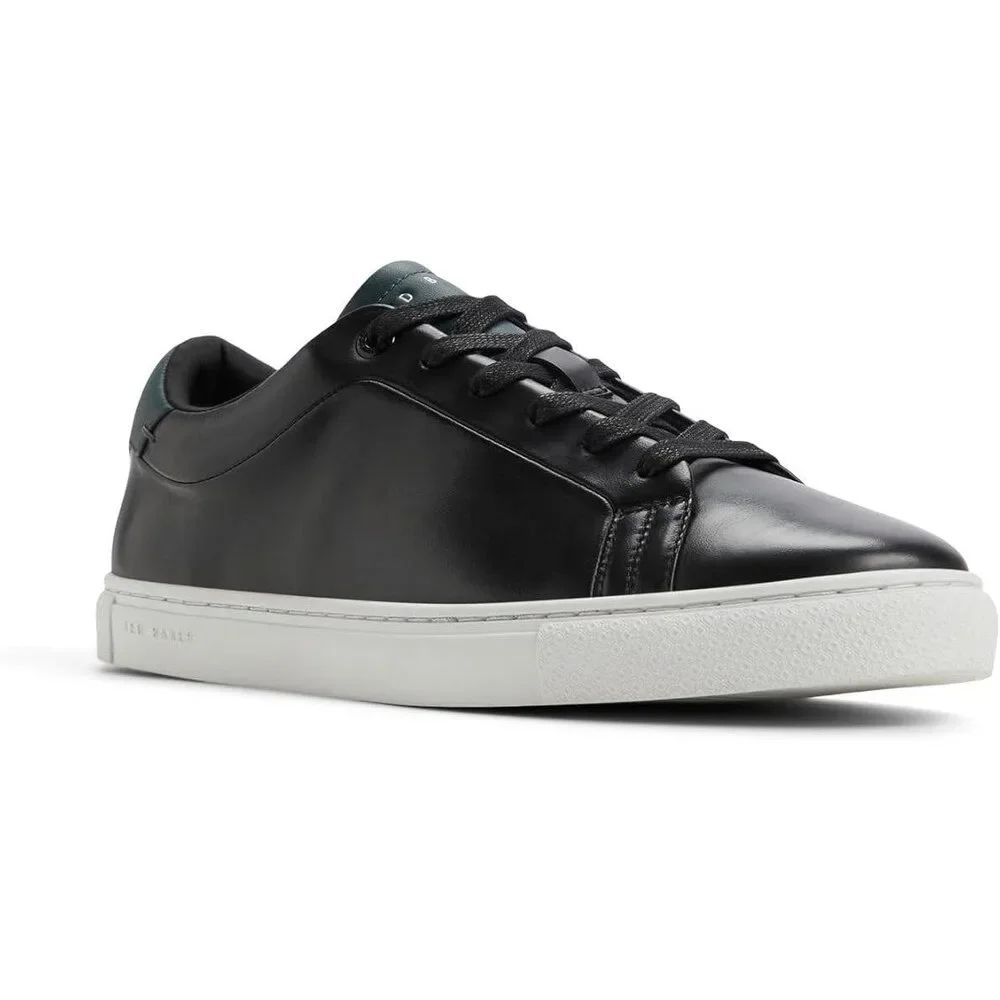 New In Box Ted Baker Mens Size 12 Black Leather Robberto Lace Up Sneaker Shoes